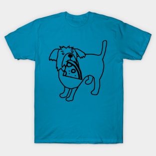 Cute Dog and Funny Pizza Slice Outline T-Shirt